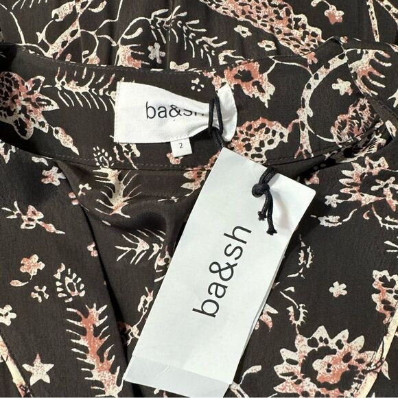 NEW ba&sh Cherry Printed Midi Dress Carbone Size Medium - Picture 9 of 14